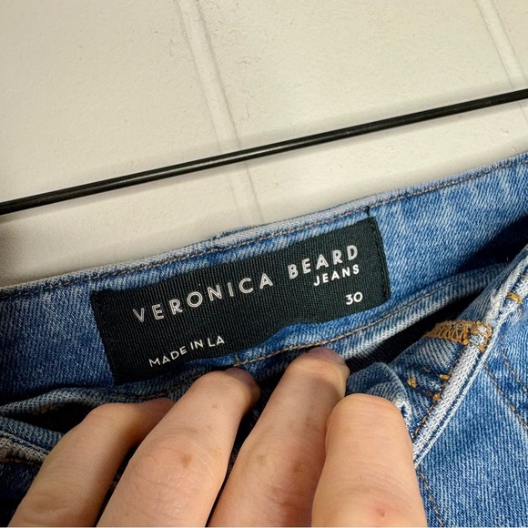 Veronica Beard Crosbie Cropped Wide Leg Jeans Blue Fall Flare Women’s Size 30 - Picture 5 of 9